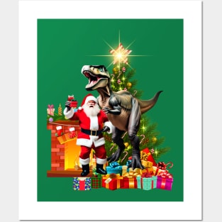 Dinosaur Christmas Posters and Art